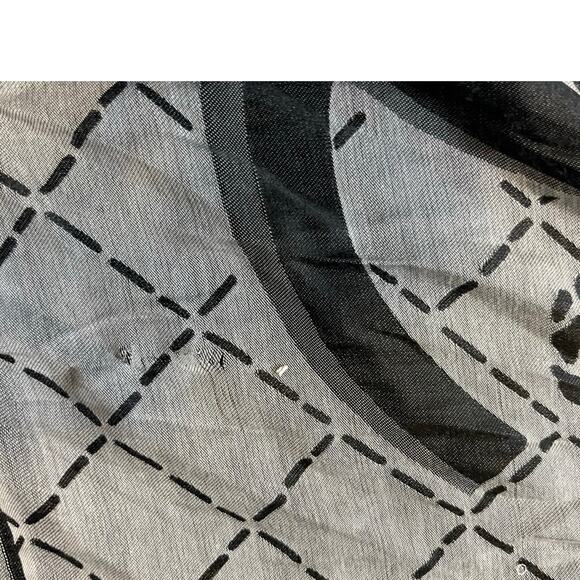 Chanel Cashmere Silk Scarf CC Logo Camila Flowers Black White 70x25 inches - Picture 10 of 16